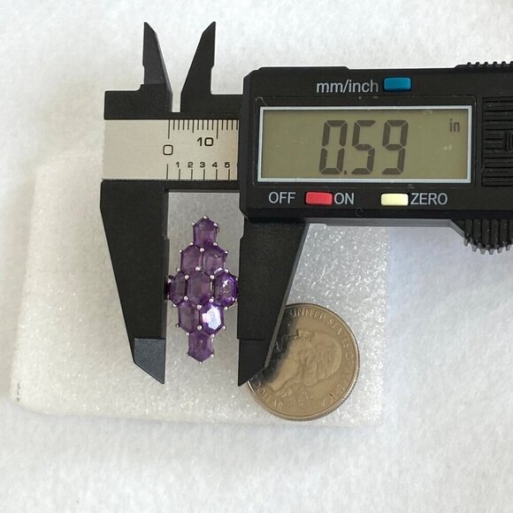 Sterling Silver 925 STS Multi Gemstone Amethyst & Garnet Statement Ring Sz 9 - Picture 14 of 16